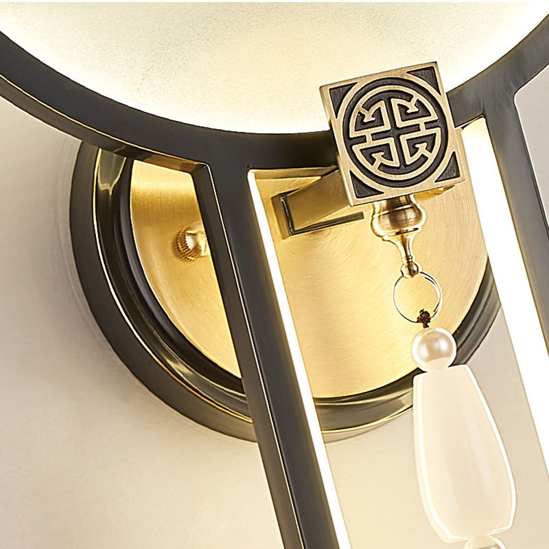 Modern Transitional Round Fawn All Copper Glass Silicone LED Wall Sconce Lamp For Living Room