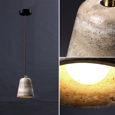 Industrial Creative Round Ball Cone Yellow Travertine 1-Light Pendant Light