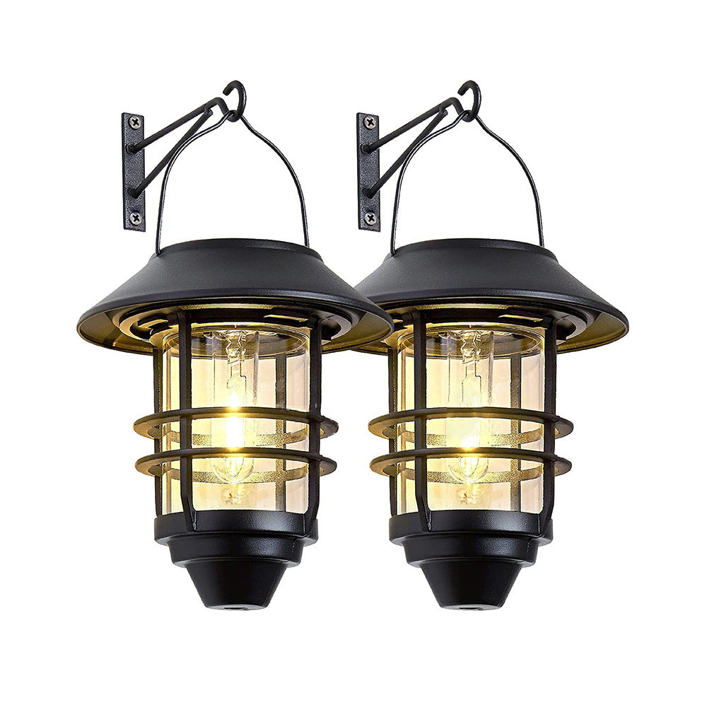 Zeitgenössische Retro Solar wasserdichte Aluminium Glas Laterne Zylinder 1-Licht hängen Wandleuchte Lampe für Terrasse 