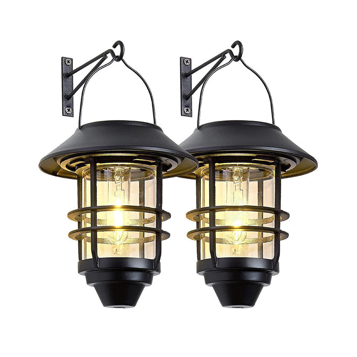 Zeitgenössische Retro Solar wasserdichte Aluminium Glas Laterne Zylinder 1-Licht hängen Wandleuchte Lampe für Terrasse 