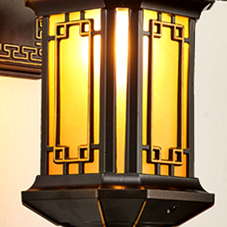 Lampe murale en forme de cylindre en verre et aluminium étanche de style chinois traditionnel 1/2 lumière pour patio extérieur 