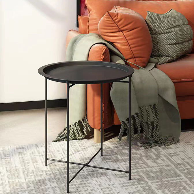 Bandeja de mesa de café redonda minimalista moderna con marco de hierro para sala de estar 
