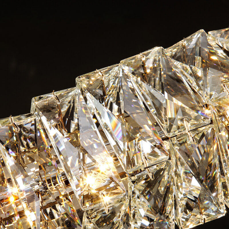 Lustre suspendu moderne en acier inoxydable avec bande de cristal LED pour salle à manger 