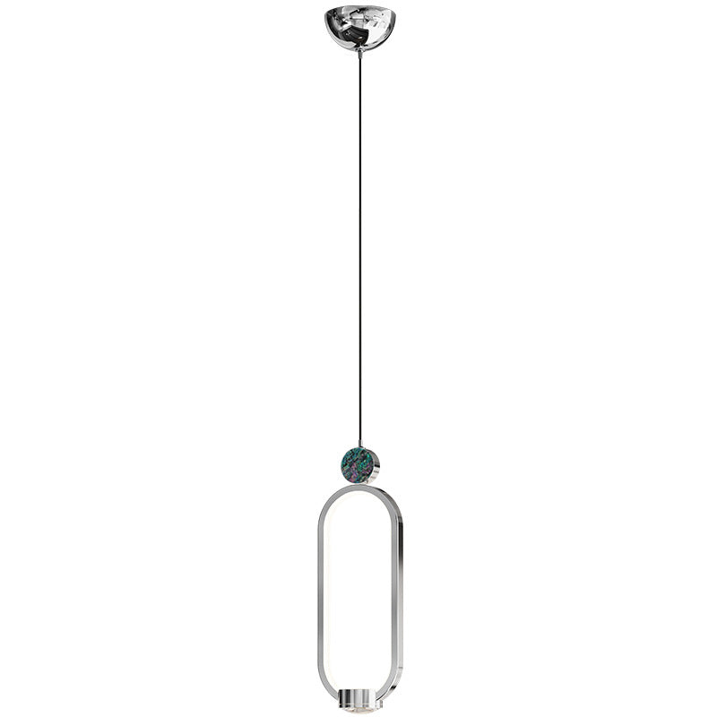 Lustre LED en aluminium avec anneau elliptique géométrique minimaliste moderne en cristal pour salon 