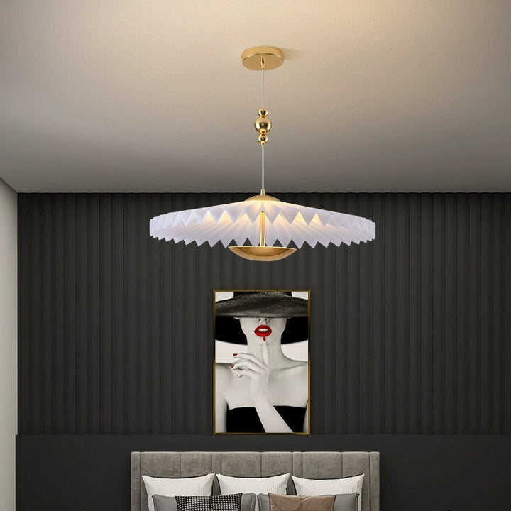 Moderne Art Deco Plissee Runde Acryl Eisen LED Kronleuchter Für Wohnzimmer 