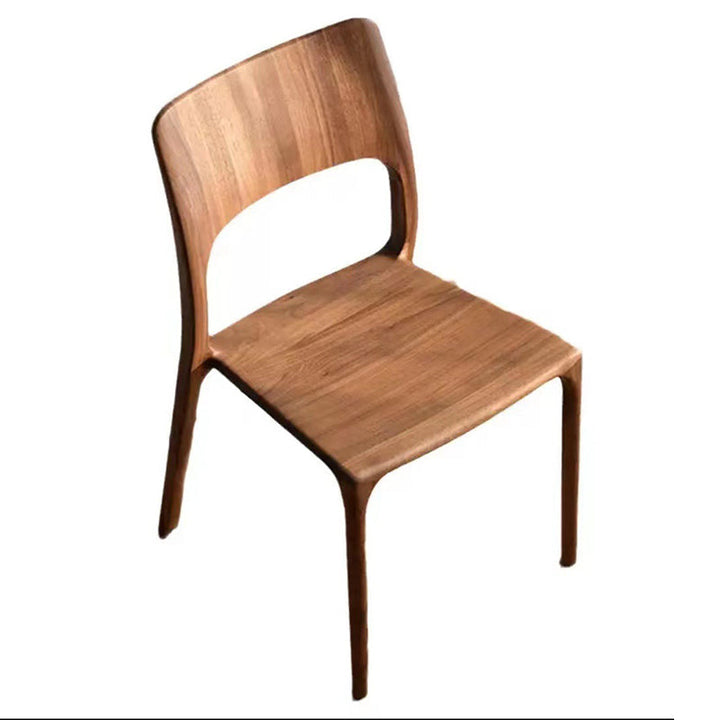 Chaise de salle à manger carrée en bois de noyer rétro contemporain avec dossier pour salle à manger 