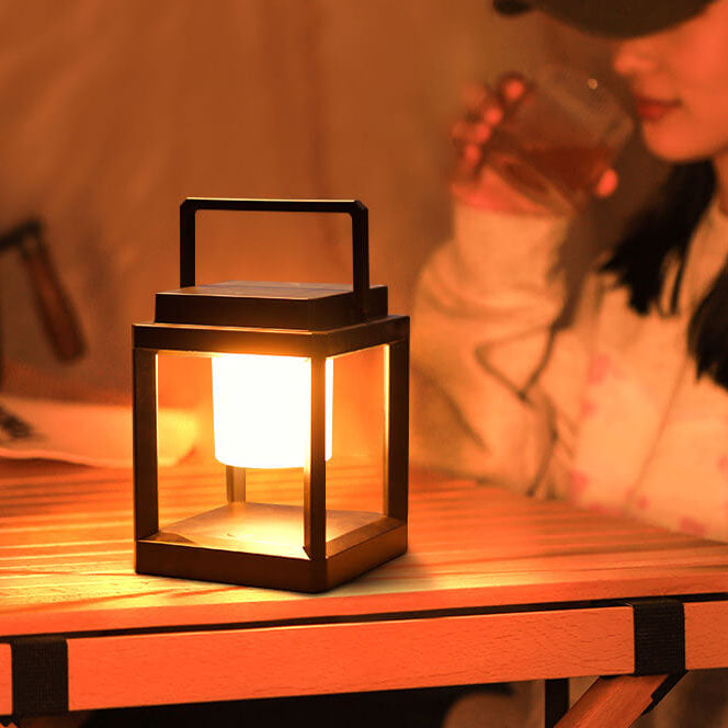 Modern Minimalist Solar Camping Square Portable Cage LED Camping Landscape Light For Outdoor