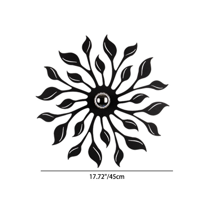 Applique murale contemporaine créative en fer à une lumière avec feuille ronde pour salon 
