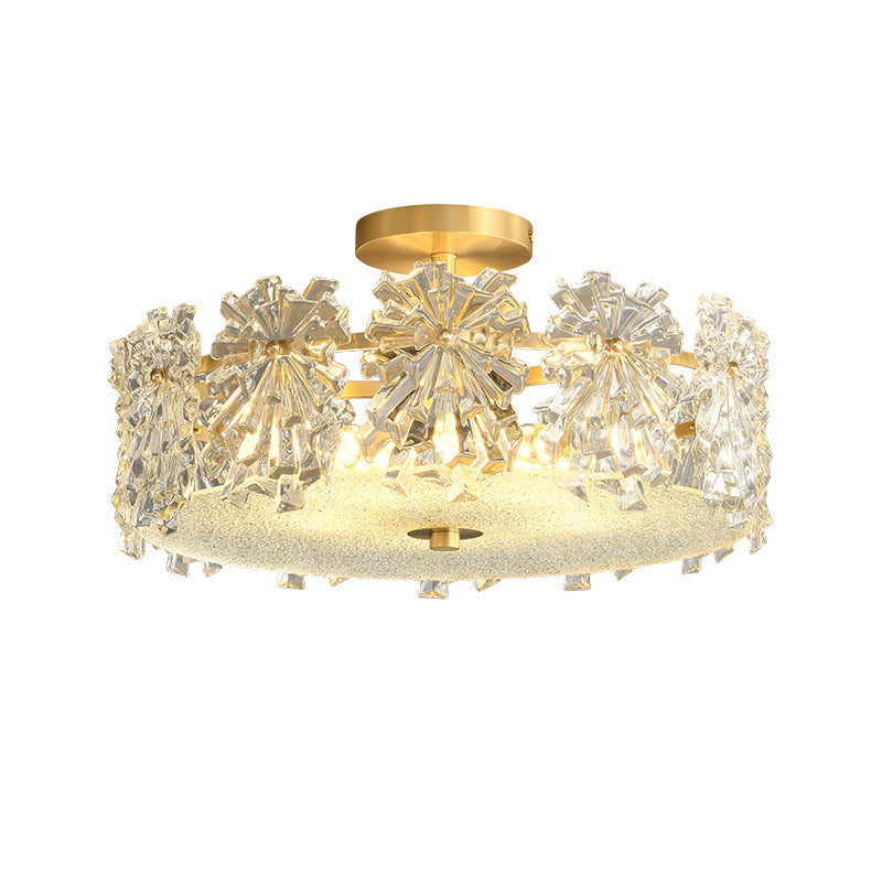 Plafonnier moderne minimaliste rond en verre et cuivre 4/6 pour salon 