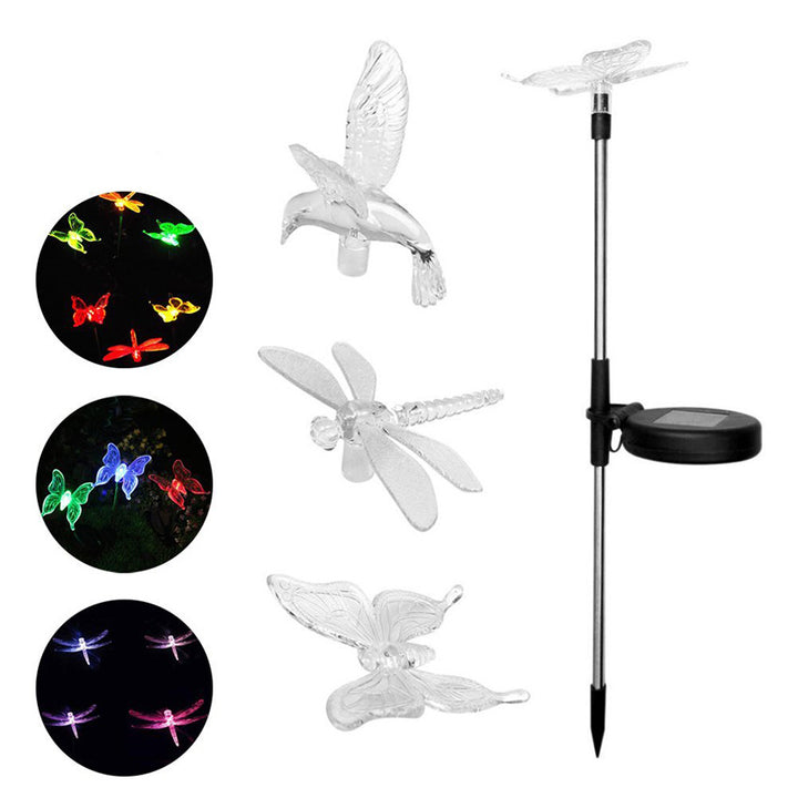 Solar Hummingbird Butterfly Dragonfly Outdoor Courtyard LED Ground Insert Path Light