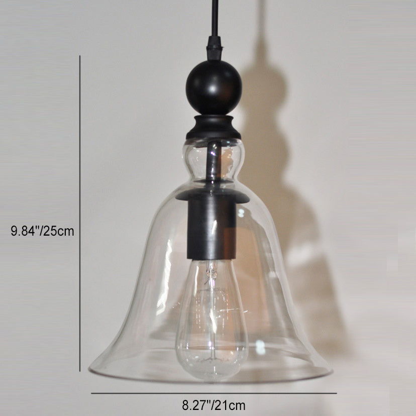 Zeitgenössische kreative Glocken Eisen Glas 1-Licht Pendelleuchte für Wohnzimmer 