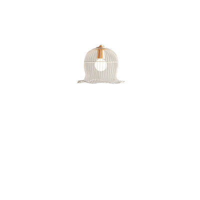 Contemporary Scandinavian Birdcage Wavy Edge Iron 1-Light Pendant Light For Dining Room