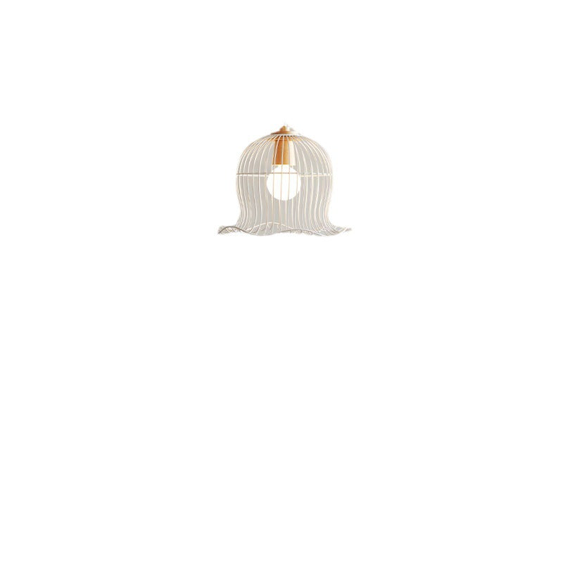Contemporary Scandinavian Birdcage Wavy Edge Iron 1-Light Pendant Light For Dining Room