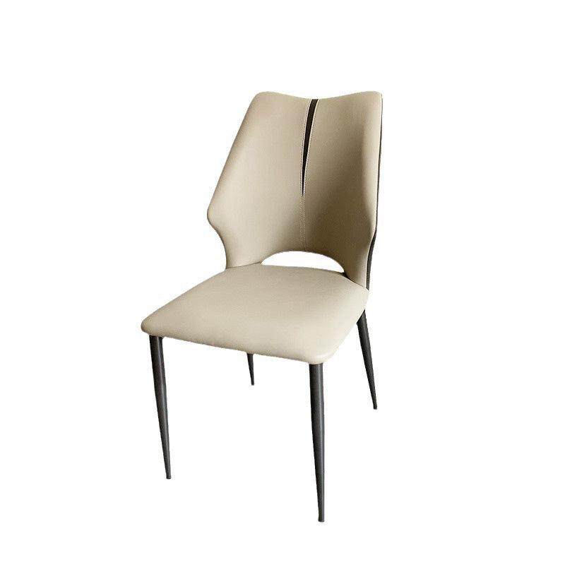 Zeitgenössischer Luxus Esszimmerstuhl aus quadratischem Mikrofaserleder und Karbonstahl mit Rückenlehne für das Esszimmer 
