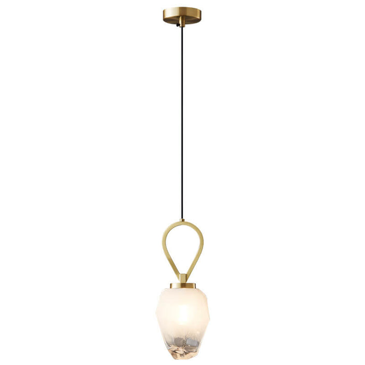 Moderne Luxus Messing Geometrische Glas Schirm 1-Licht Pendelleuchte für Wohnzimmer 