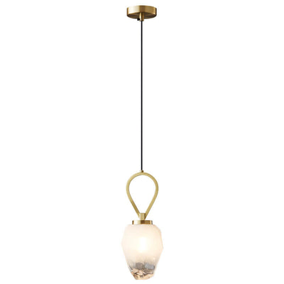 Moderne Luxus Messing Geometrische Glas Schirm 1-Licht Pendelleuchte für Wohnzimmer 