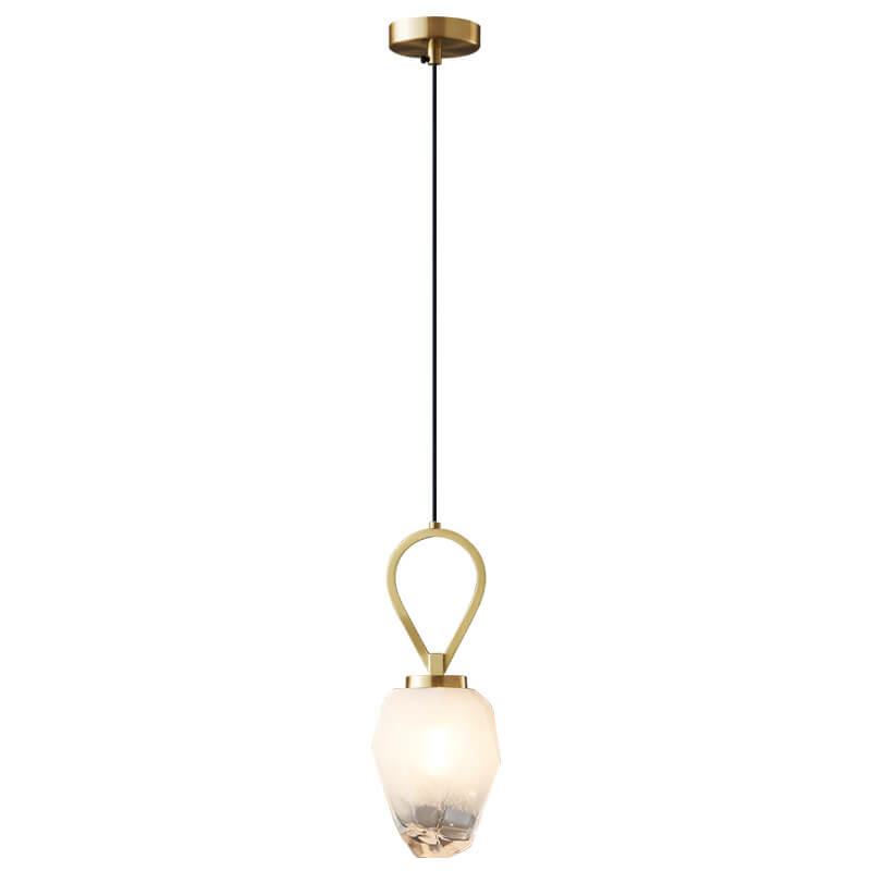 Moderne Luxus Messing Geometrische Glas Schirm 1-Licht Pendelleuchte für Wohnzimmer 