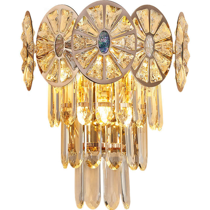 Modern Luxury Rhombus Crystal Shell 3-Light Wall Sconce Lamp For Bedroom