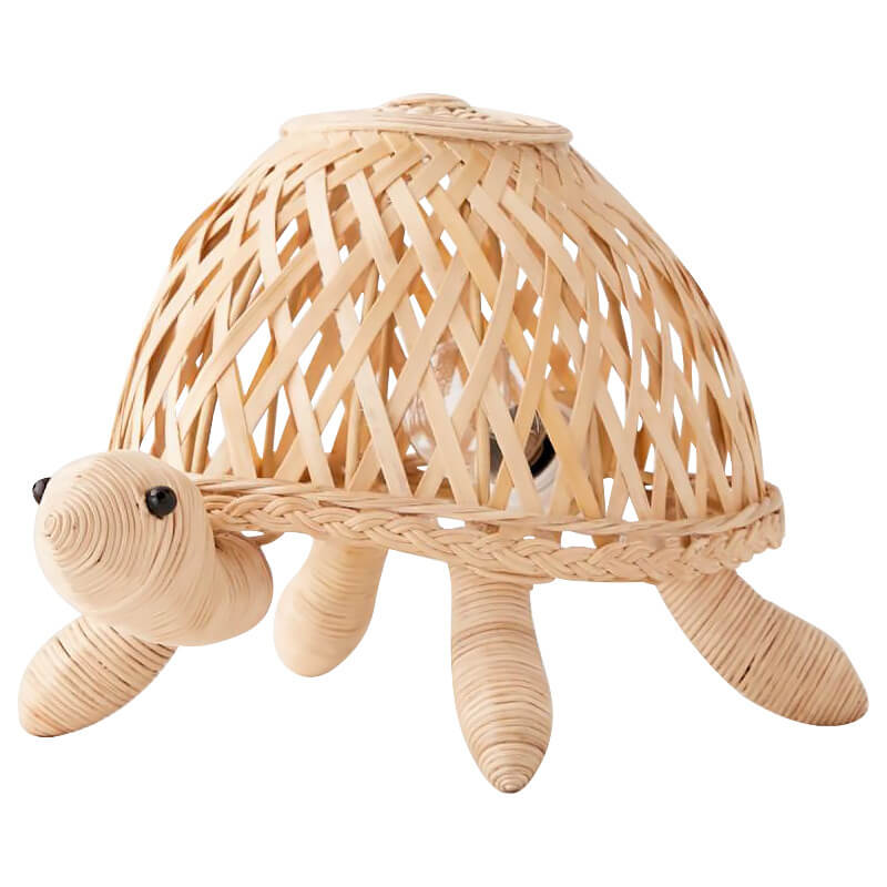 Japanese Creative Rattan Weaving Turtle Art 1-Light Table Lamp