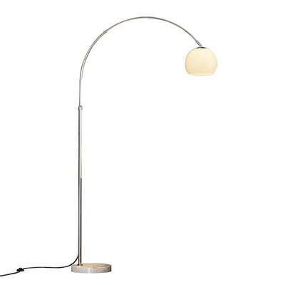 Contemporary Scandinavian Glass Round Shade Fishing Rod Iron 1-Light Standing Floor Lamp For Living Room