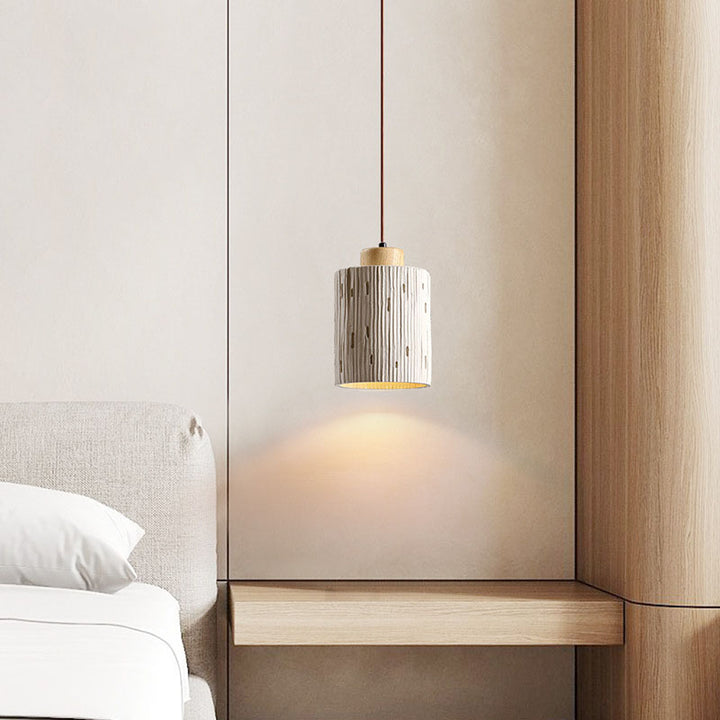 Modern Minimalist Cylinder High Mixed Clay 1-Light Pendant Light For Living Room