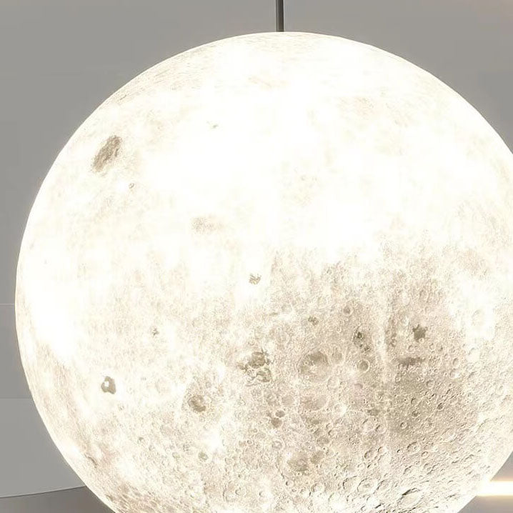 Nordischer minimalistischer Kinder Kronleuchter aus Schmiedeeisen mit LED-Planeten 