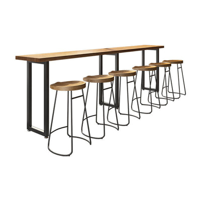 Tabouret de bar rond en fer sans dossier avec repose-pieds contemporain nordique Tsuga Chinensis pour salle à manger 