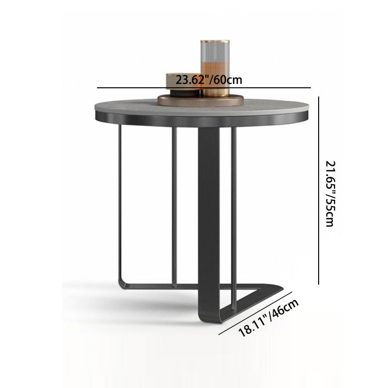 Mesa Auxiliar de Metal de Pizarra con Base Redonda y Triangular de Estilo Moderno y Sencillo para Sala de Estar 