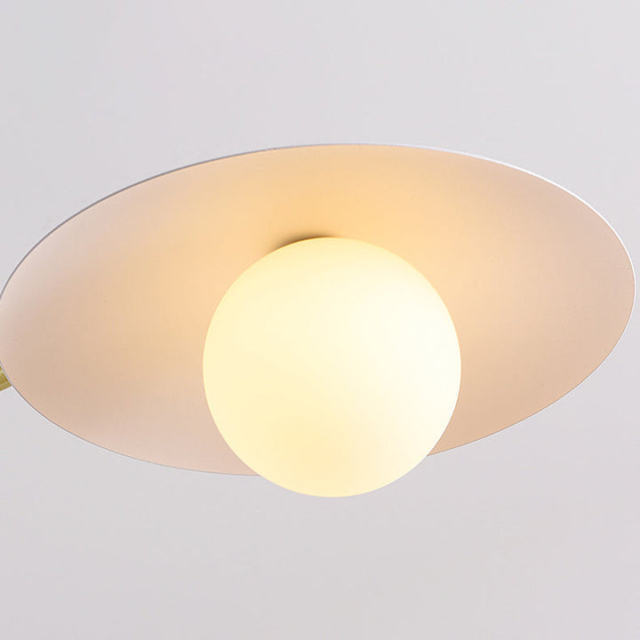 Modern Minimalist Round Flying Saucer Orb Branch Iron Glass 4/6/8-Light Chandelier For Living Room