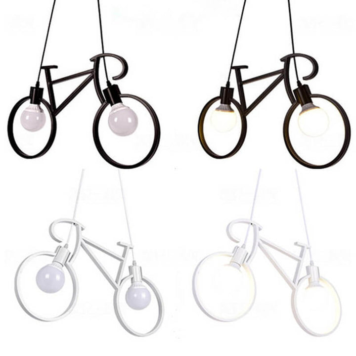Contemporary Creative Bicycle Shape Iron 2-Light Kids Chandelier For Living Room &amp; Bedroom