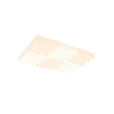 モダンシンプリシティ リブ付き PE キューブシェード LED フラッシュマウント天井灯 リビングルーム用 