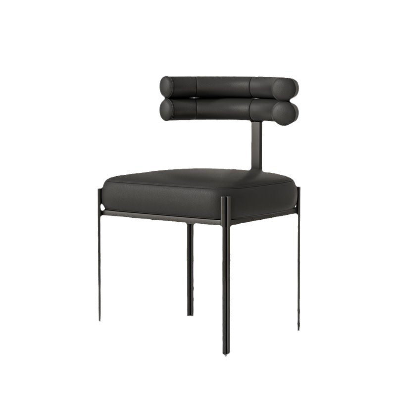 Chaise de salle à manger contemporaine créative demi-arc carré en similicuir métal dossier sans accoudoirs pour salle à manger 