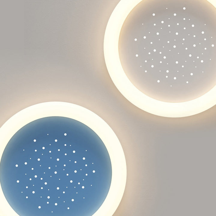 Plafonnier LED rond en fer acrylique simplicité moderne ciel étoilé pour chambre 