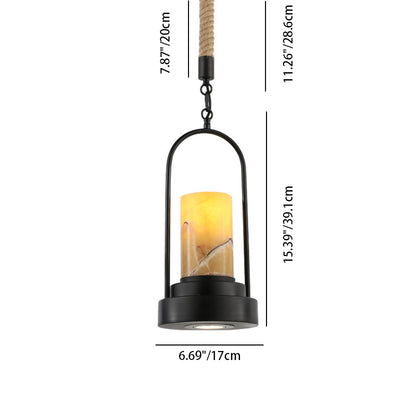 Vintage Industrial Candle 1-Licht Hanfdraht LED Pendelleuchte 