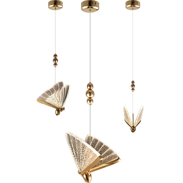 Modern Luxury Acrylic Butterfly Zinc Alloy Iron Frame LED Pendant Light For Bedroom