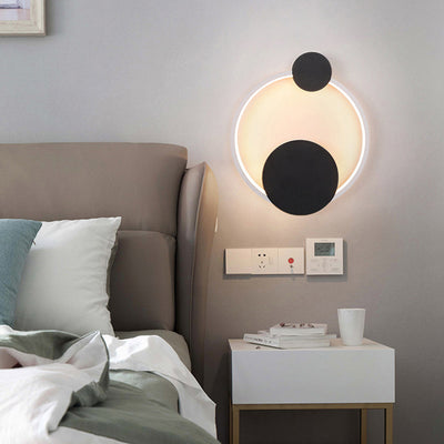Aplique de pared LED elíptico redondo de hierro y aluminio minimalista moderno para cabecera 