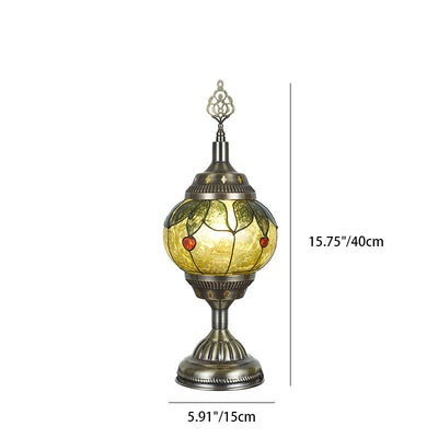 Traditional Tiffany Romantic Oval Iron Enameled 1-Light Table Lamp For Bedroom