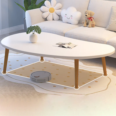 Mesa Auxiliar Moderna Minimalista Ovalada Curvada de Tablero de Densidad de Madera de 1 Nivel para Sala de Estar 