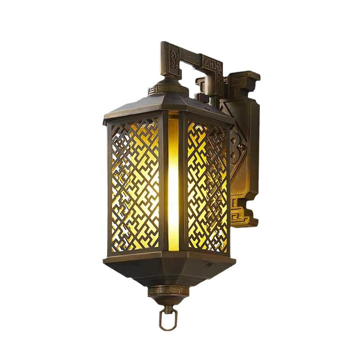 Traditionelle chinesische gebürstete Aluminium Haus Pagode 1-Licht Wandleuchte Lampe für Terrasse im Freien 