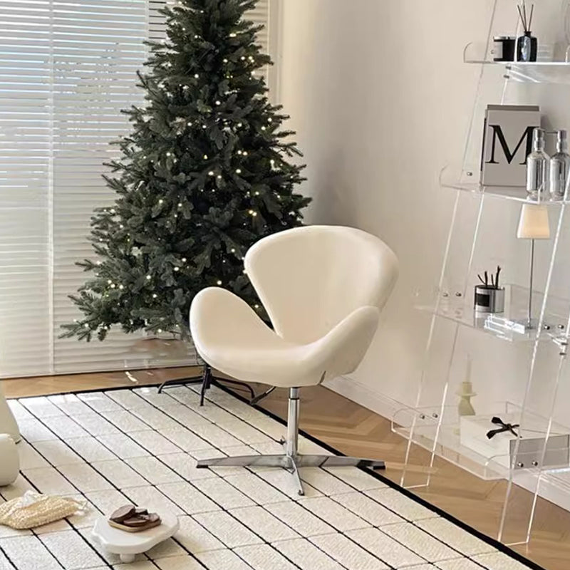 Moderner minimalistischer umwickelter gepolsterter Flanell-Lammfell-Beweglicher Schreibtischstuhl Rückenlehne Armlehne für das Home Office 