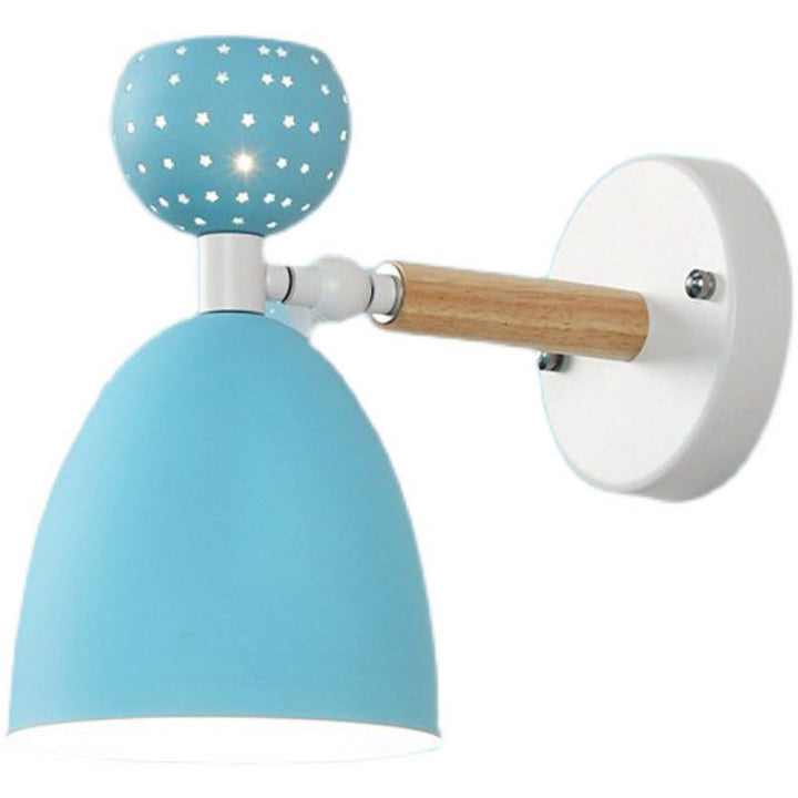 Zeitgenössische skandinavische Macaron Holz Eisen Runde 1-Licht Wandleuchte Lampe für Wohnzimmer 