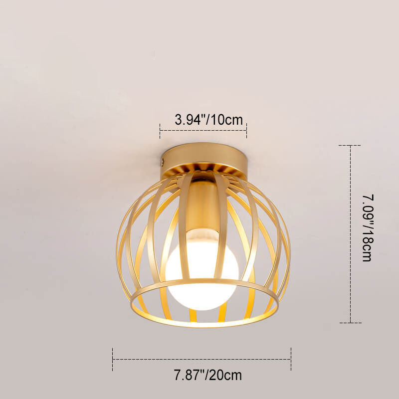 Nordic Minimalist Solid Color Pumpkin Shape Iron 1-Light Semi-Flush Mount Light