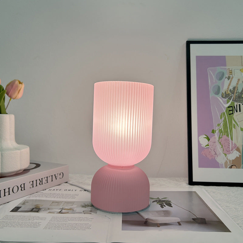 Lampe de table moderne minimaliste en verre cylindre avec entonnoir 1 lumière pour chambre 