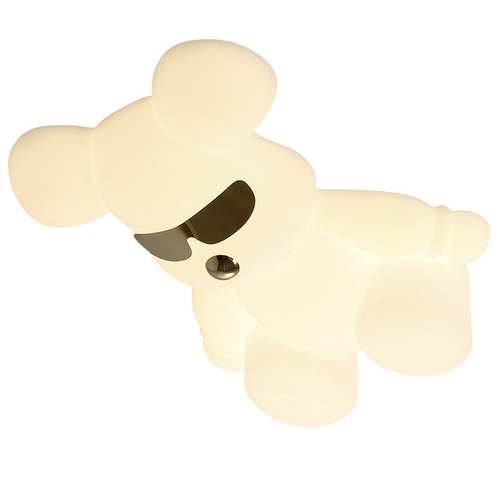 Contemporary Creative Cartoon Animal Bear Shape PE Iron LED Kids Flush Mount Ceiling Light For Bedroom