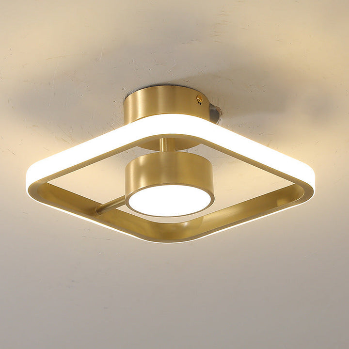 Luz de techo empotrada LED cuadrada redonda de silicona de latón de simplicidad moderna para pasillo 