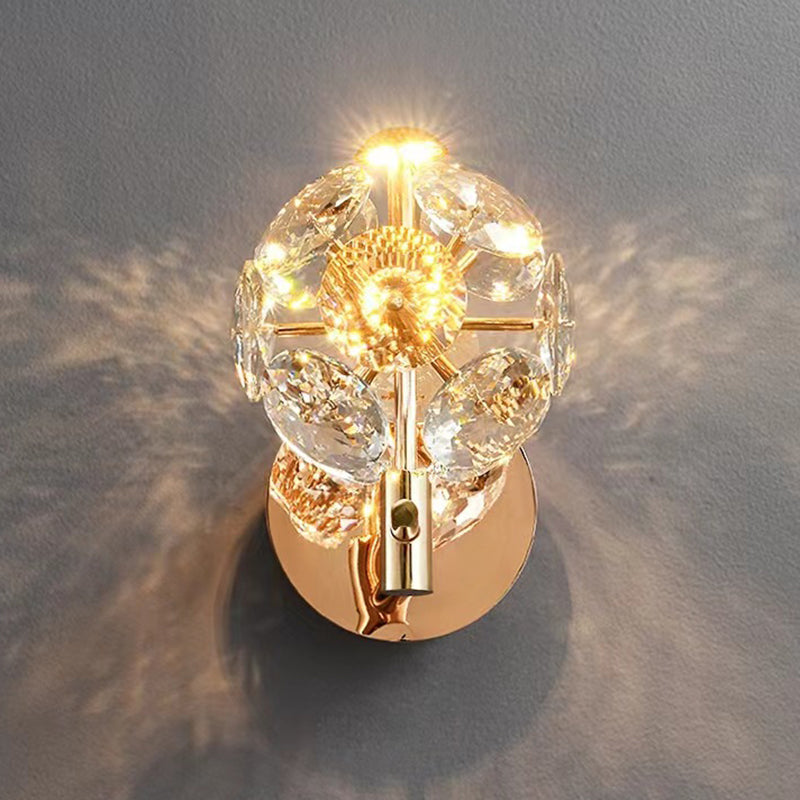 Applique murale à LED avec boule de cristal en matériel de luxe contemporain pour salon 