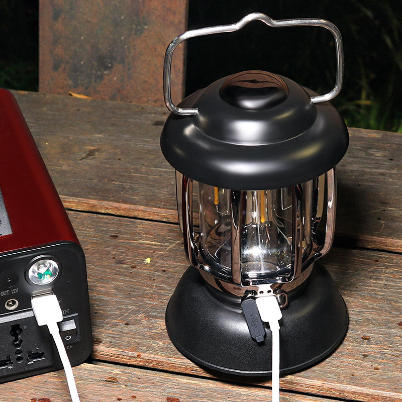 Luz de camping al aire libre USB LED ABS de hierro cilíndrico impermeable minimalista moderna para patio exterior 