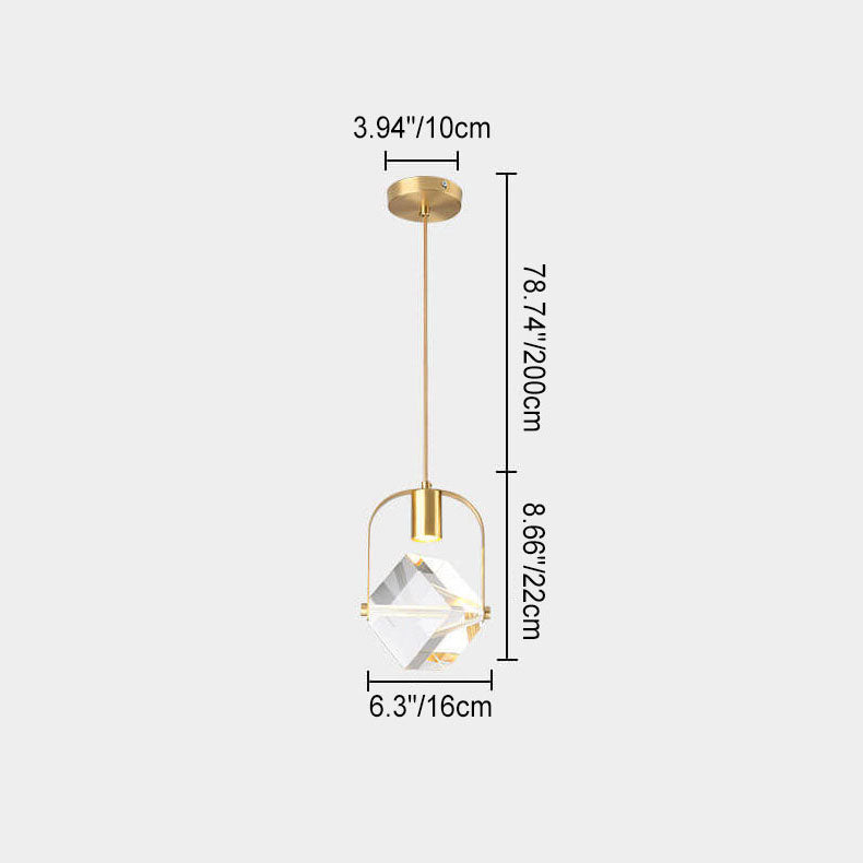 Moderne Einfachheit Kristall Quadrat 1-Licht Pendelleuchte für Schlafzimmer 
