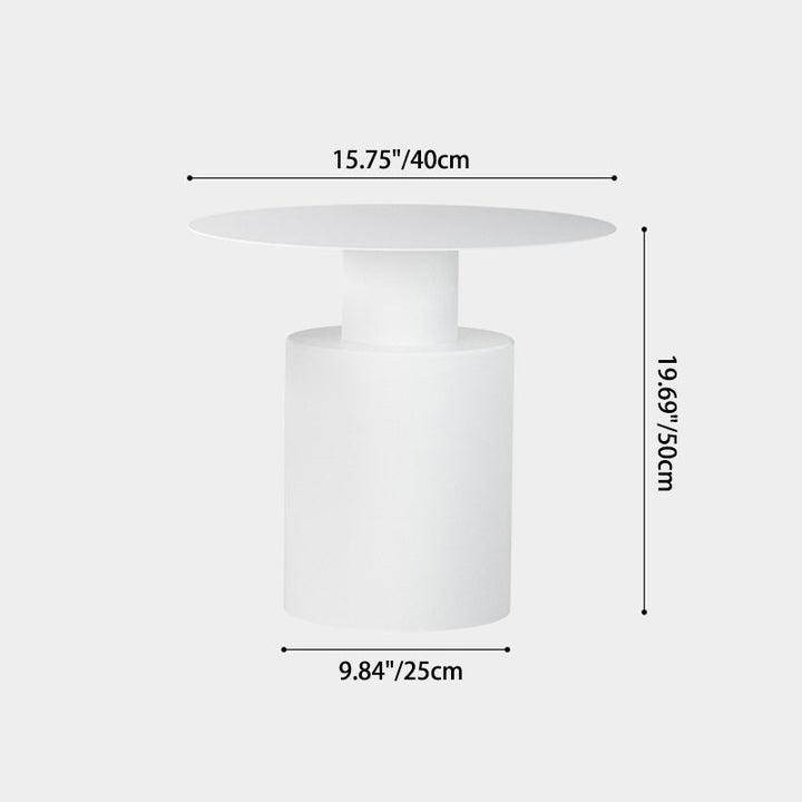 Modern Minimalist Round Cylinder Iron Nightstand 1-Tray For Bedside