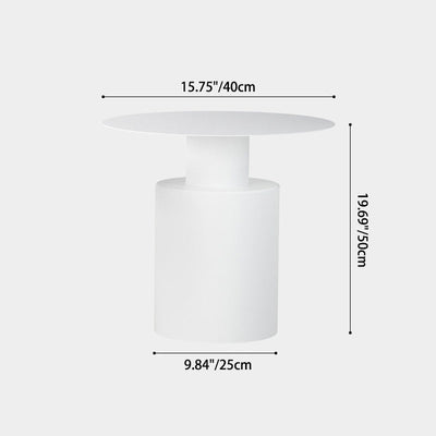 Table de nuit moderne minimaliste en cylindre rond en fer avec 1 plateau pour le chevet 
